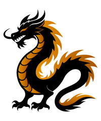 Black and Golden Chinese dragon 