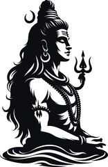 Lord Shiva shilloutee vector 