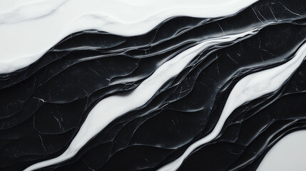 Obraz premium Abstract texture of black and white paint with flowing patterns, perfect for backgrounds or creative designs.