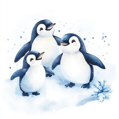 Fototapeta premium Group of Penguins on Snowy Shore