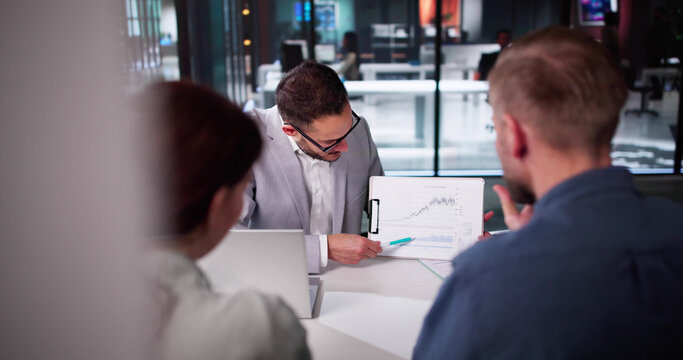Couple Meeting With Stock Market Finance Investment