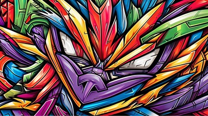 Abstract Mechanical Illustration with Bold Colors, Sharp Angles, and Intricate Detail