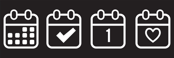 Calendar icon. Calendar planner icon collection. Reminder organizer event signs. Calendar notification icon. Business plan schedule. Stock vector