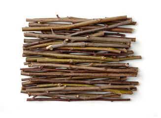 Top view of wooden twigs