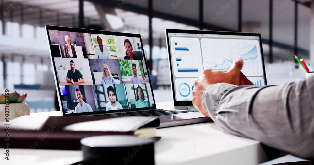 Aufkleber virtual telework webinar and learning presentation