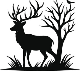 silhouette of deer
