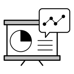Trend Reporting Icon. Graph in a Speech Bubble on a Presentation Board – Vector Illustration for Analytics and Business Insights Concepts