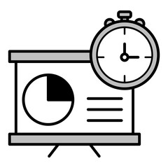 Time Tracking Icon. Illustration of a Stopwatch on a Presentation Board – Vector Representation for Productivity and Time Management Concepts