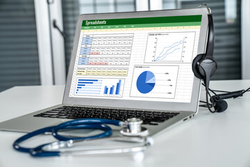 Spreadsheet document information financial startup concept. data and graphs in spreadsheet documents for online analysis project dashboard accounting digital snugly