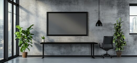 Minimalist Black Picture Frame Mockup. AI generated illustration.