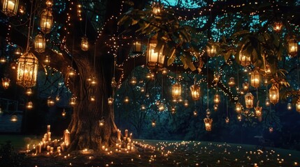 Obraz premium Enchanted Tree with Lights