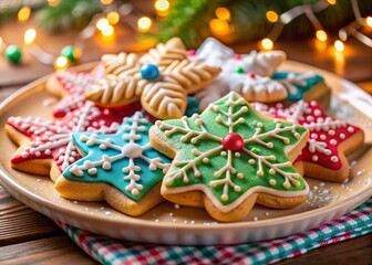 Christmas Cookies Plate with Snowflakes - Festive Long Exposure Photography