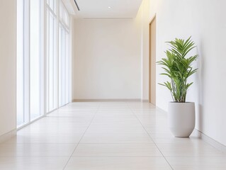 Fototapeta premium Enhancing guest experience in a contemporary hotel lobby featuring sleek minimalist design and inviting ambient lighting creates a welcoming atmosphere for all visitors.