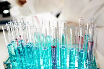Chemical Scientist Woman Using Test Tubes