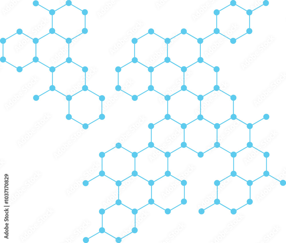 Aufkleber abstract molecule structure pattern isolated on transparent background. blue technology hexagon back