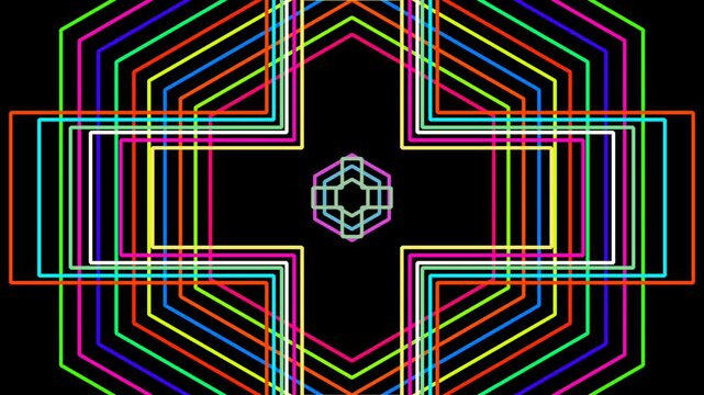 The Line Animation is a combination of a hexagonal logo and added with various colors against a black background