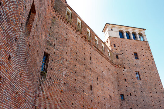 Exterior of Acaja Castle (Castle of Fossano) in Fossano, Piedmont, Italy, Europe