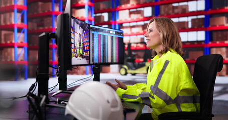 Woman Video Conference At Logistics Warehouse