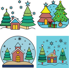 christmas art vector sillouette and illustrator