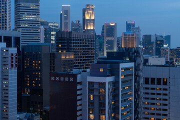Obraz premium Singapore city financial building at night