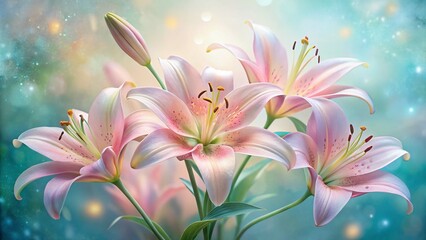 Closeup of Soft Pink Lilies in Bloom - Captivating Double Exposure Photography for Floral Enthusiasts
