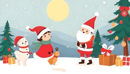 santa claus and christmas tree