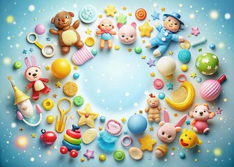 Obraz premium Colorful Baby-Themed Round Card Design for Celebrations and Events