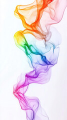 Obraz premium Dynamic colorful abstract smoke swirls on white background