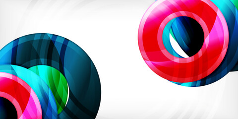 Bright colorful circles with light effects. Abstract background