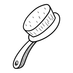 Hand drawn doodle scrubbing brush on white background.