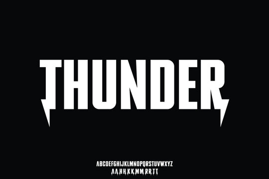 Modern strong thunder sans serif alphabet display font vector illustration