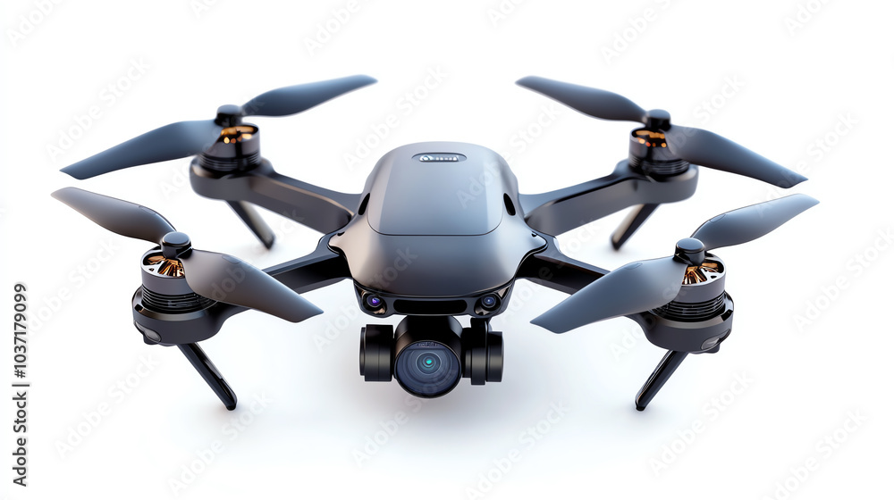Poster exploring the future high-tech drone with advanced features for aerial photography and videography