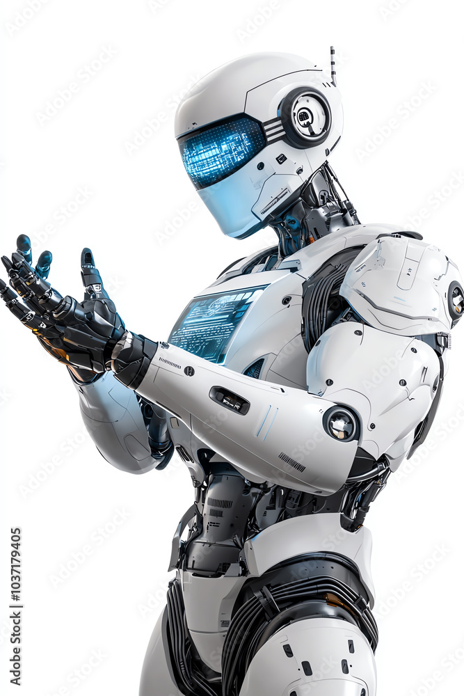 Aufkleber futuristic robot with advanced technology interacting in a digital environment