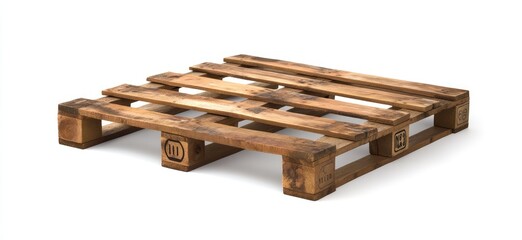 Obraz premium Wooden pallet cutout on white background. AI generated illustration.