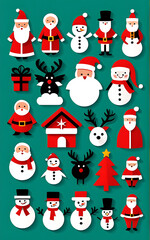 christmas characters icons fill holiday decorations sets worldwide every year