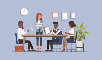 Business Negotiation concept. Bussiness people character vector illustration design.