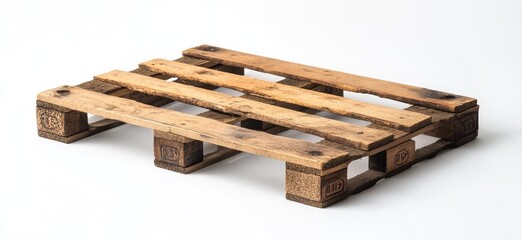 Wooden pallet cutout on white background. AI generated illustration.