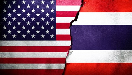 Obraz premium 古いビンテージのアメリカの国旗とタイの国旗(Old grunge vintage japan flag and Thailand flag.) 