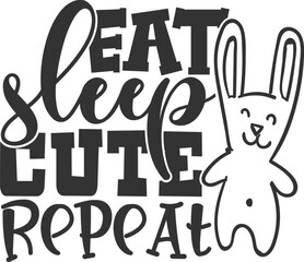 Eat Sleep Cute Repeat - Baby Bib Illustration