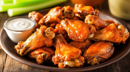 Chicken Wings with Dip.