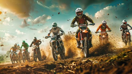 Fototapeta premium Motocross Race: Riders in Action