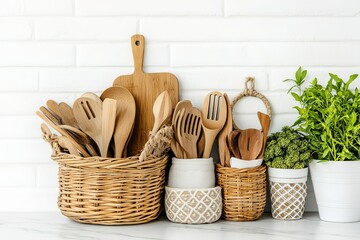 Cooking utensils from around the world displayed.