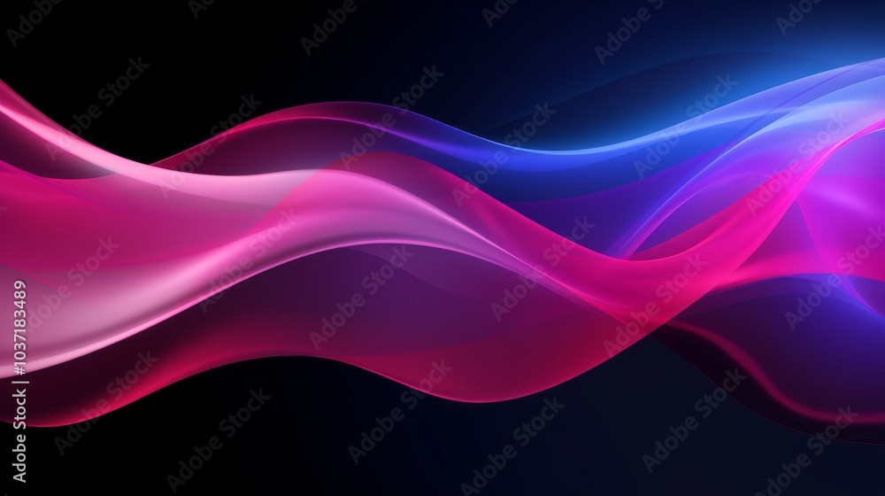 Canvas Prints abstract black background with pink wave with gradient. 3д. background. wallpaper, pattern.