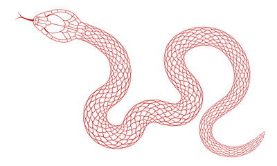 cartoon snake pattern with red line stroke