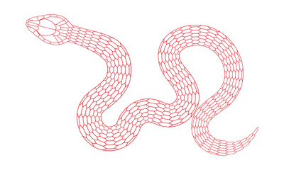 Obraz premium cartoon snake pattern with red line stroke