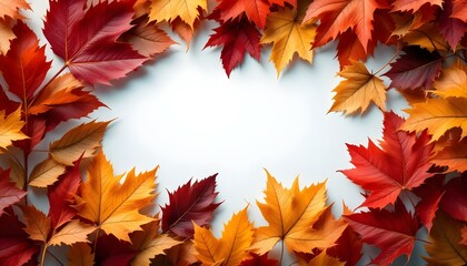 Fototapeta premium frame of colorful autumn leaves isolated on white background