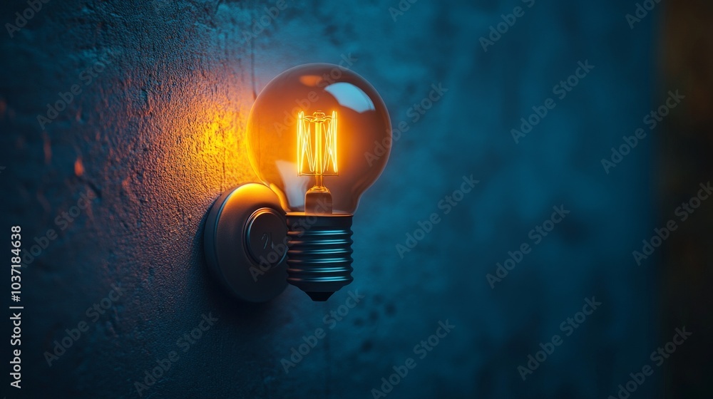 Poster energy saving concept with a switch button and a light bulb