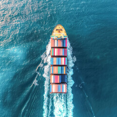 top view of cargo ship in sea
