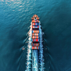 top view of cargo ship in sea