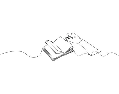 continuous line drawing book hand pencil clip art preview